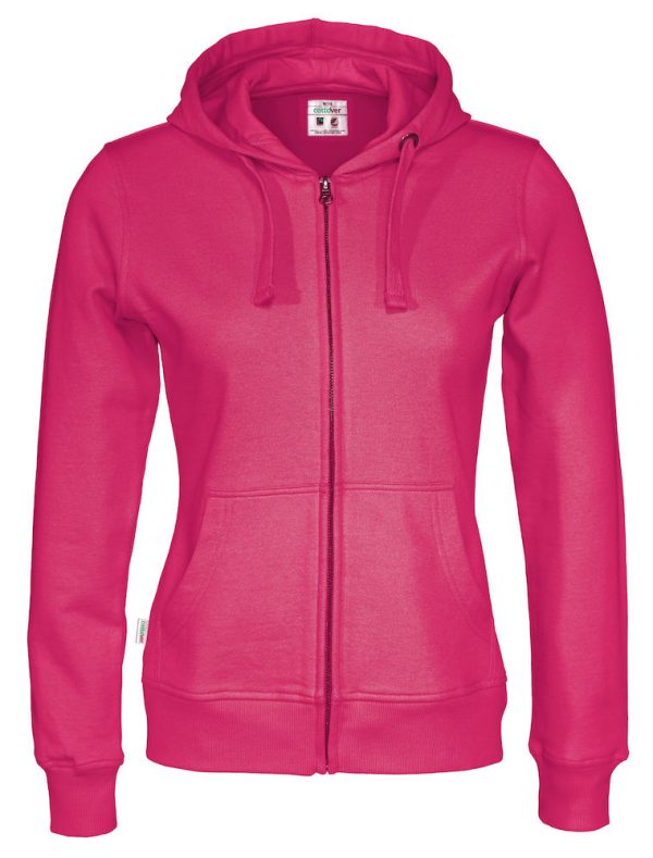 Hoodie met hele rits - donker roze - dames