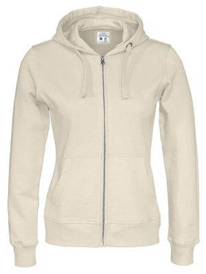 Hoodie met hele rits - gebroken wit - dames