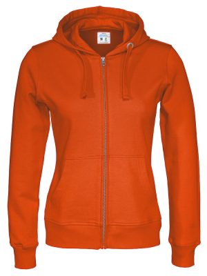 Hoodie met hele rits - oranje - dames