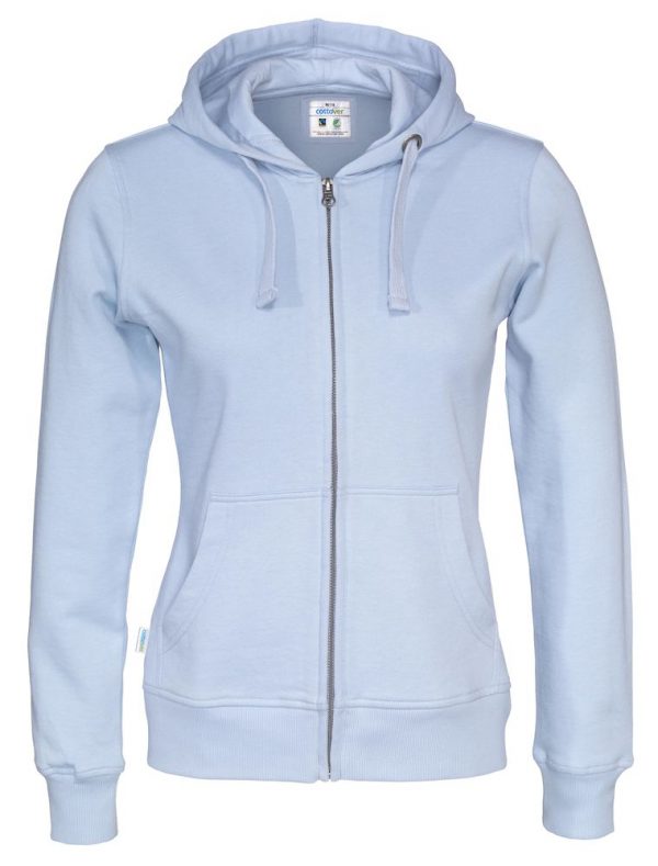 Hoodie met hele rits - licht blauw - dames