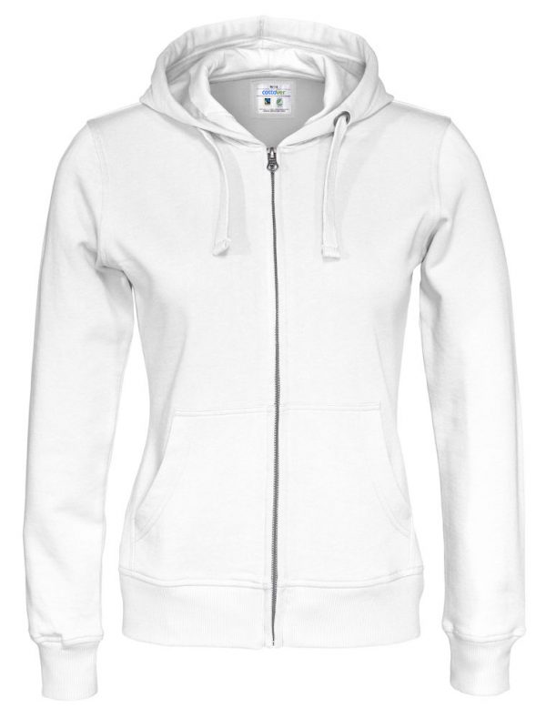 Hoodie met hele rits - wit - dames