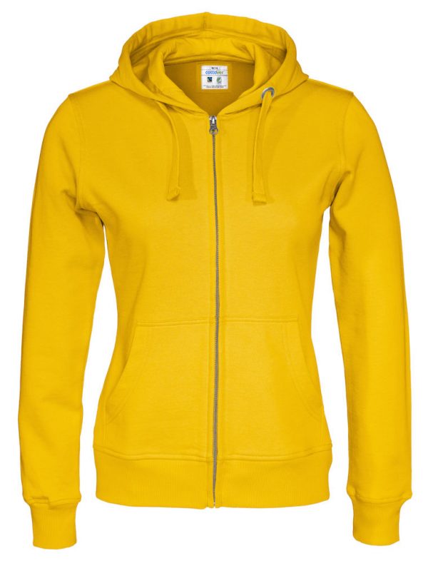 Hoodie met hele rits - geel - dames