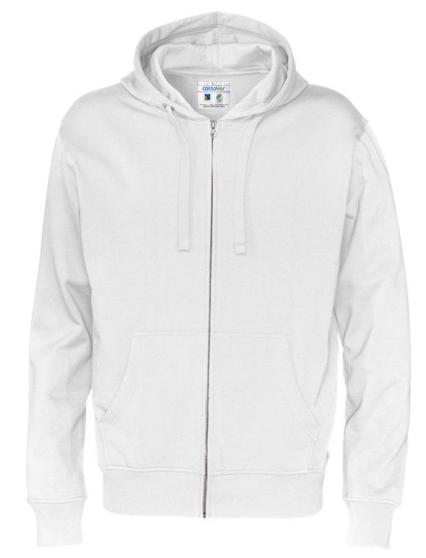 Hoodie met hele rits - wit - heren