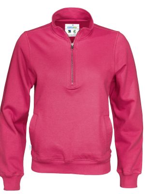 Hoodie met halve rits - donker roze