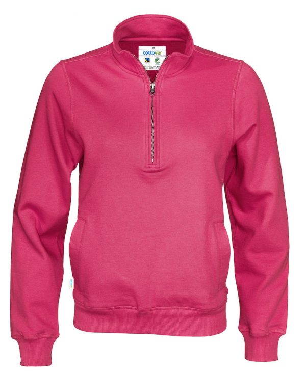 Hoodie met halve rits - donker roze