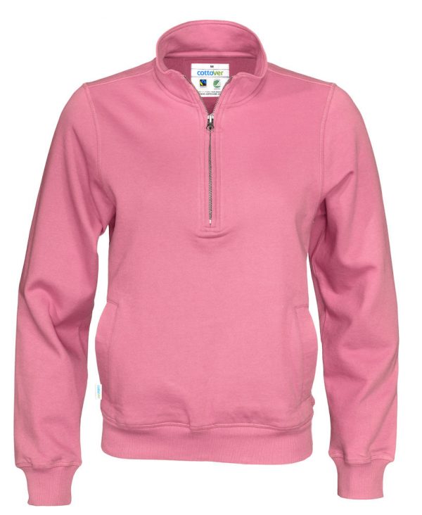 Hoodie met halve rits - roze