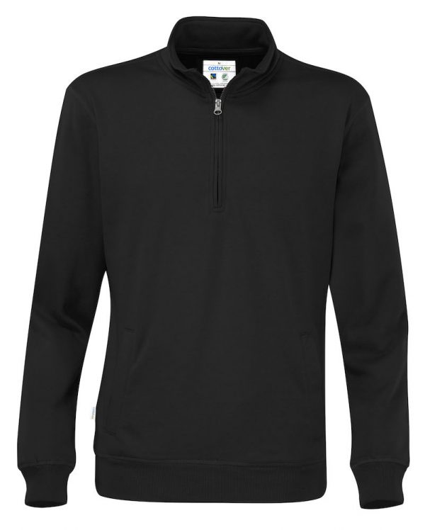 Hoodie met halve rits - zwart