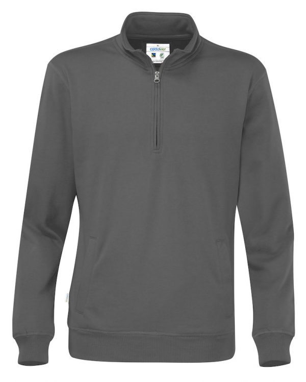 Hoodie met halve rits - grijs