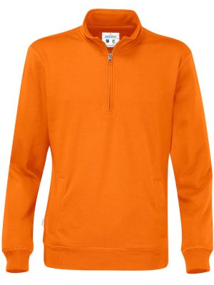 Hoodie met halve rits - oranje