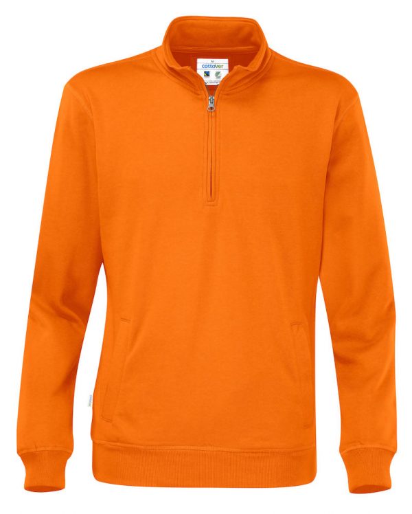 Hoodie met halve rits - oranje