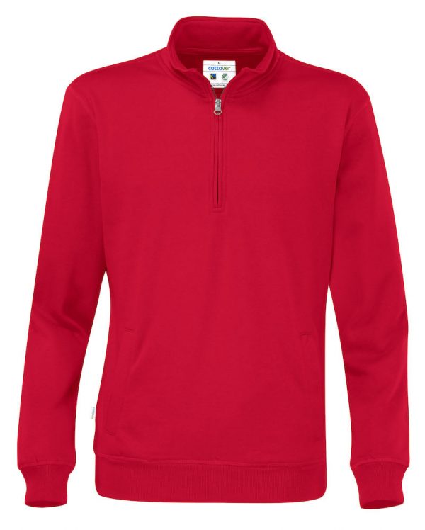 Hoodie met halve rits - rood