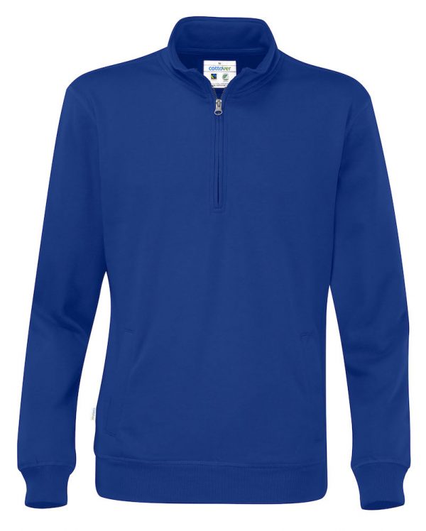 Hoodie met halve rits - koningsblauw