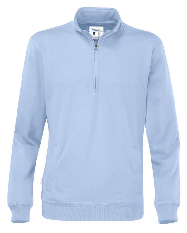 Hoodie met halve rits - licht blauw