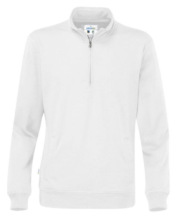 Hoodie met halve rits - wit