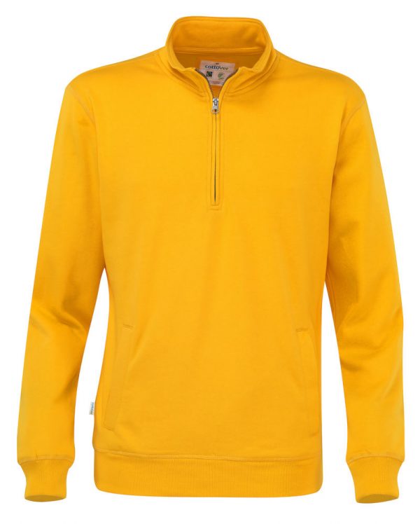 Hoodie met halve rits - geel