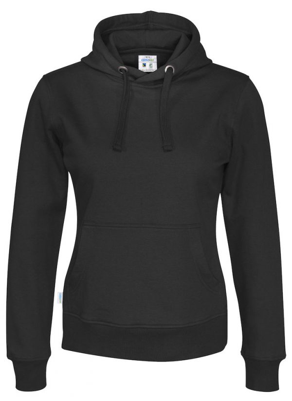 Hoodie zonder rits - zwart - dames