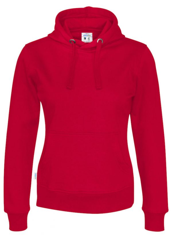 Hoodie zonder rits - rood - dames