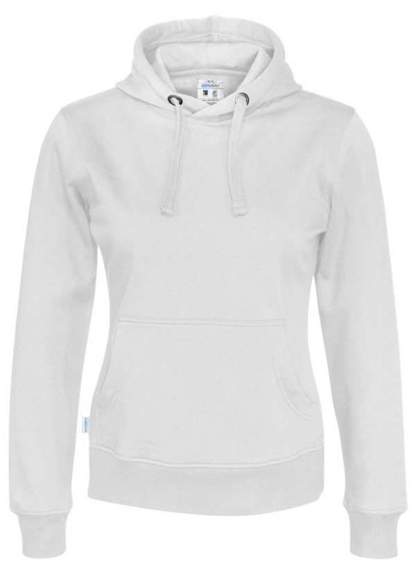 Hoodie zonder rits - wit - dames