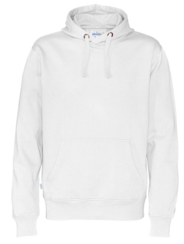 Hoodie zonder rits - wit - heren