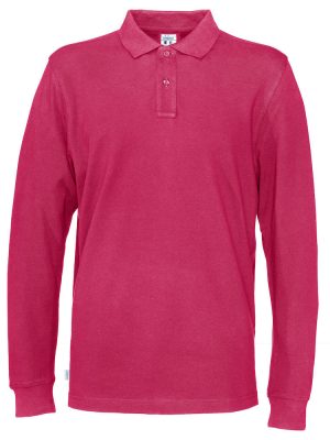 Polo met lange mouwen - donker roze - heren