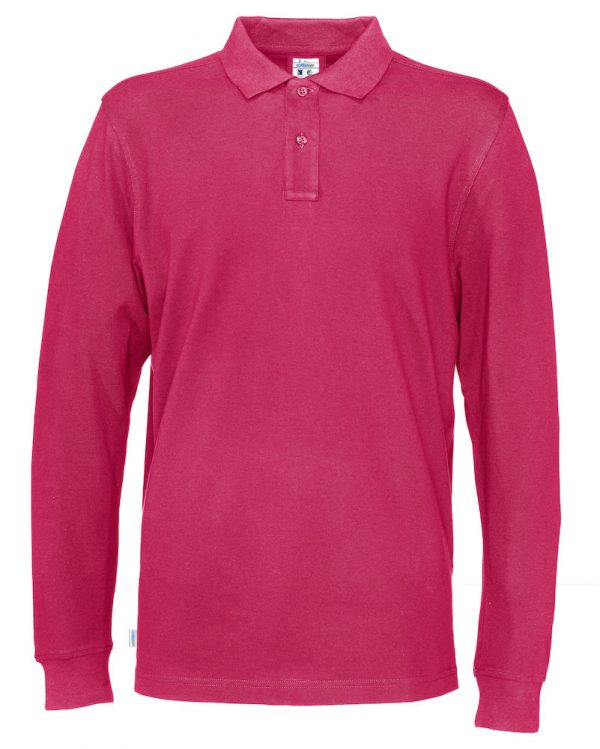 Polo met lange mouwen - donker roze - heren