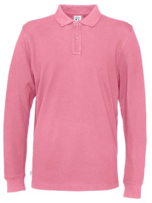 Polo met lange mouwen - roze - heren