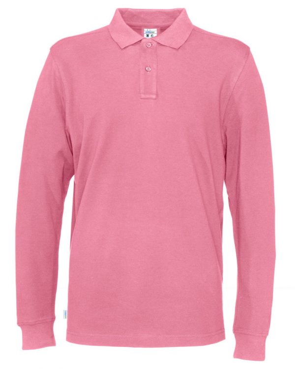 Polo met lange mouwen - roze - heren