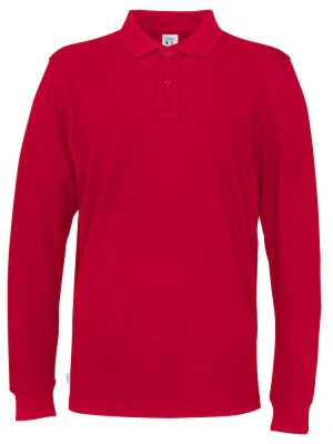 Polo met lange mouwen - rood - heren