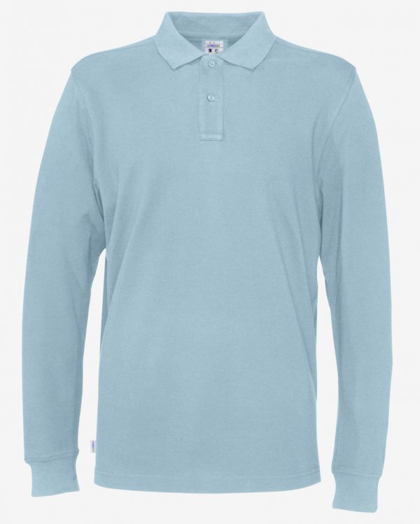 Polo met lange mouwen - licht blauw - heren