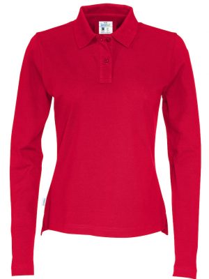 Polo met lange mouwen - rood - dames