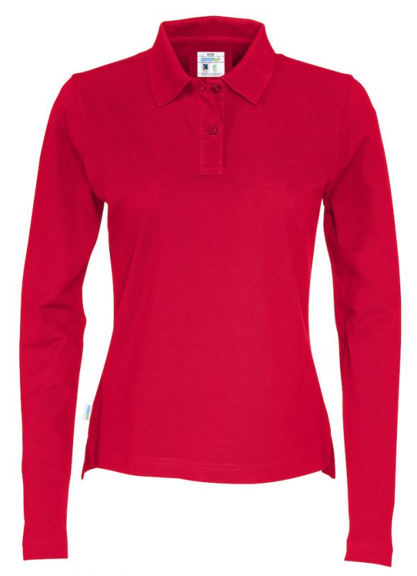 Polo met lange mouwen - rood - dames