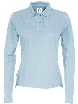 Polo met lange mouwen - licht blauw - dames