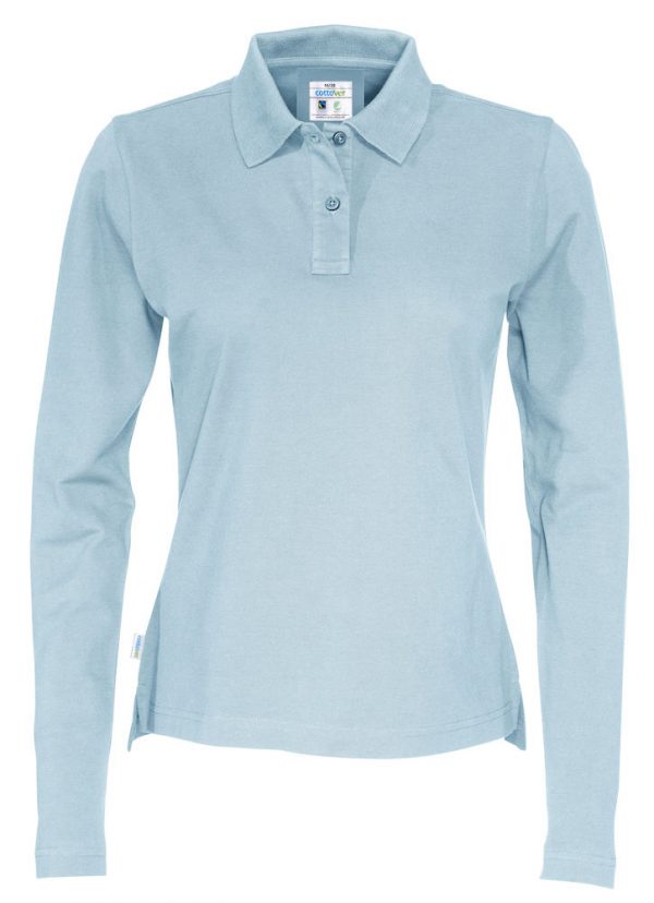 Polo met lange mouwen - licht blauw - dames