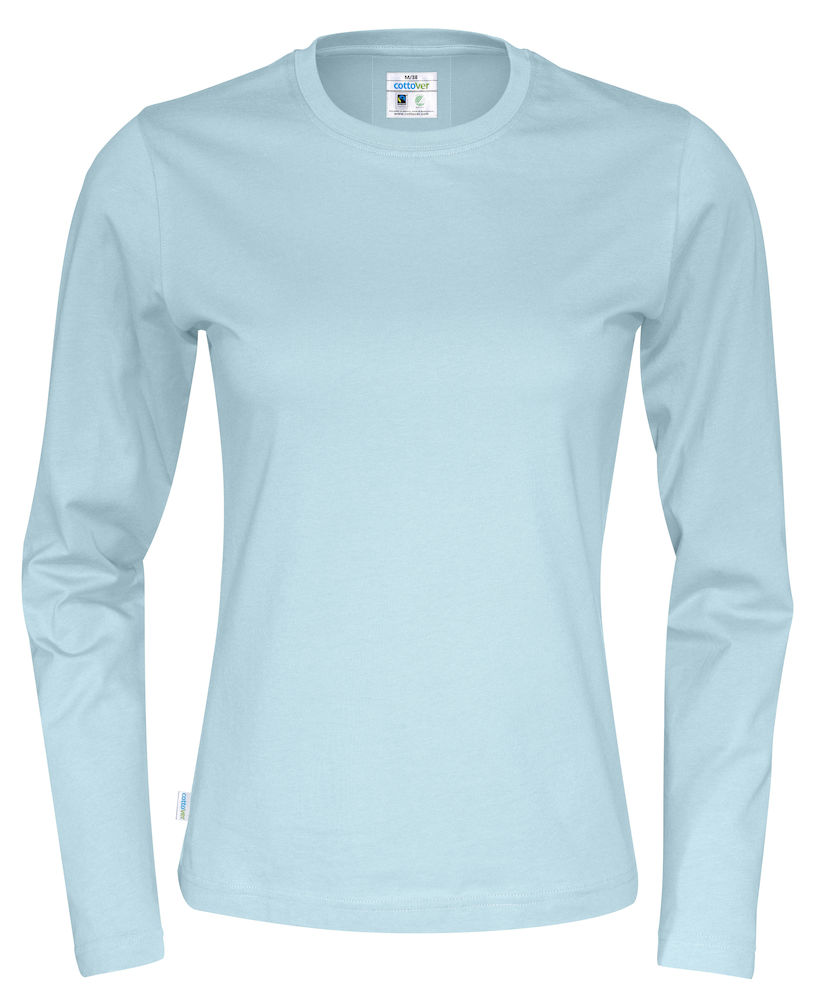 Mars Surrey Aangepaste CottoVer® T-shirt – lange mouwen – licht blauw – dames | GROENEzaken