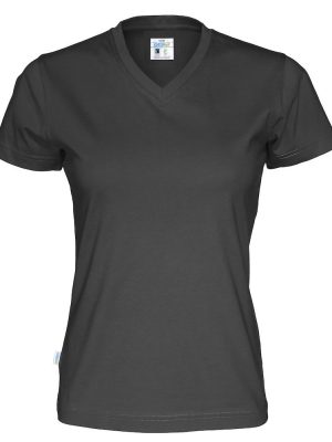T-shirt met V hals - zwart - dames
