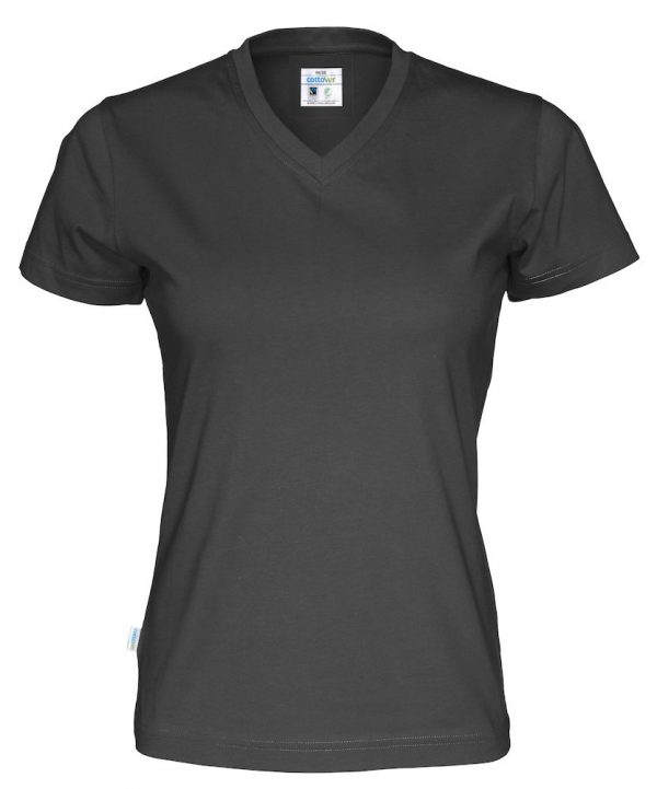 T-shirt met V hals - zwart - dames