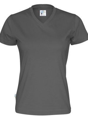 T-shirt met V hals - grijs - dames