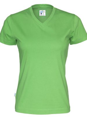 T-shirt met V hals - groen - dames