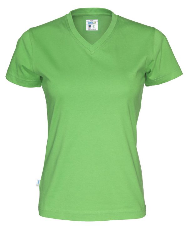 T-shirt met V hals - groen - dames