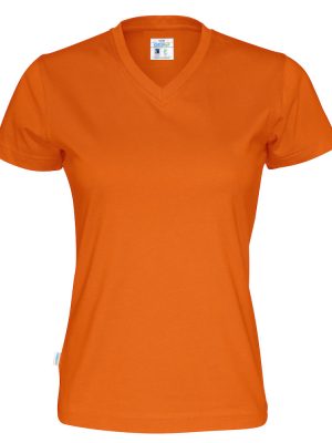 T-shirt met V hals - oranje - dames