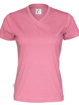 T-shirt met V hals - roze - dames