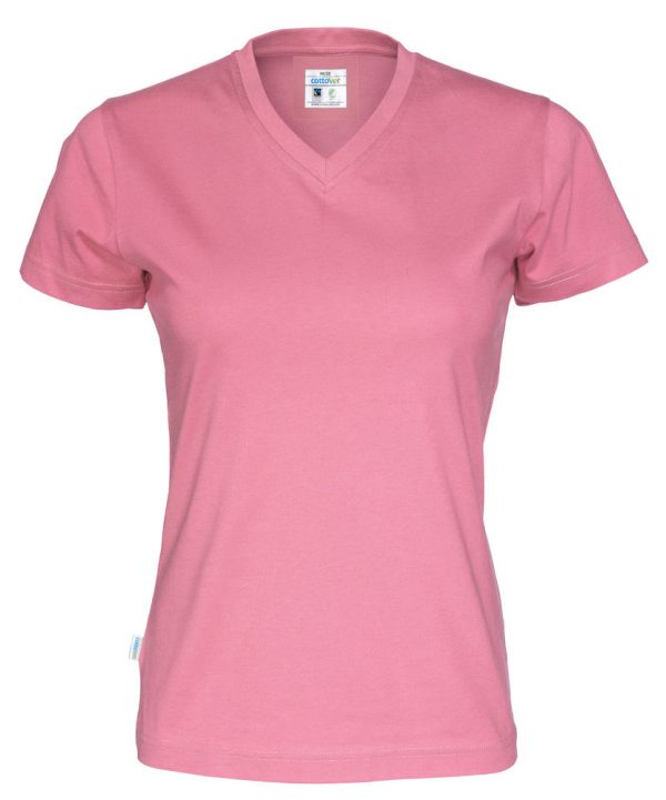 T-shirt met V hals - roze - dames