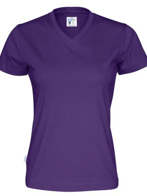 T-shirt met V hals - paars - dames