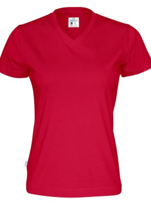 T-shirt met V hals - rood - dames