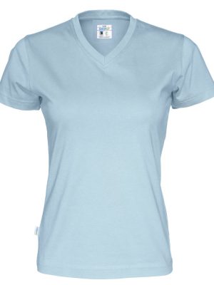 T-shirt met V hals - licht blauw - dames