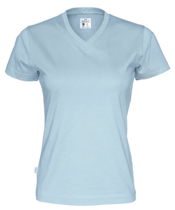 T-shirt met V hals - licht blauw - dames