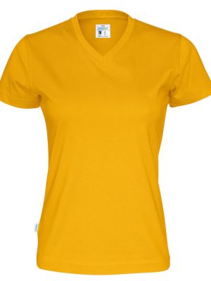 T-shirt met V hals - geel - dames