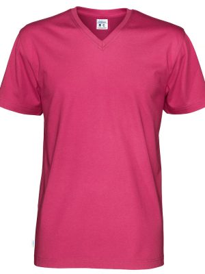 T-shirt met V hals - donker roze - heren