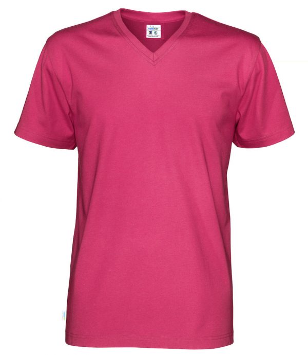 T-shirt met V hals - donker roze - heren