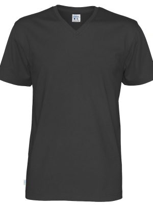 T-shirt met V hals - zwart - heren
